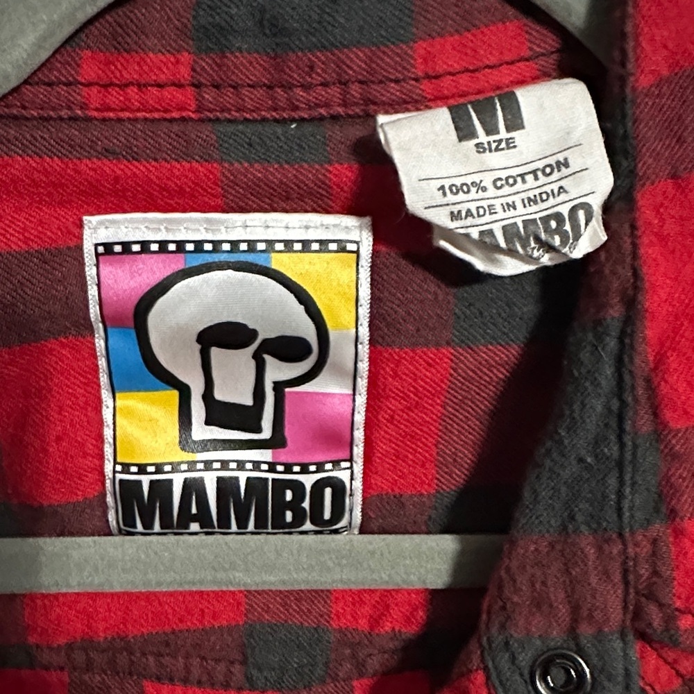 Mambo Red and Black Checkered Men's Casual Shirt size M - Picture 2 of 2